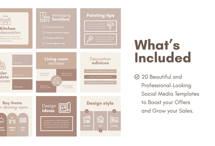 Ladystrategist 20 Interior Design Infographics Instagram Engagement Posts Fully Editable Canva Templates V2 instagram canva templates social media templates etsy free canva templates