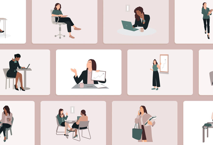 Ladystrategist 20 Unique Business Female Illustrations Fully Editable in Canva instagram canva templates social media templates etsy free canva templates