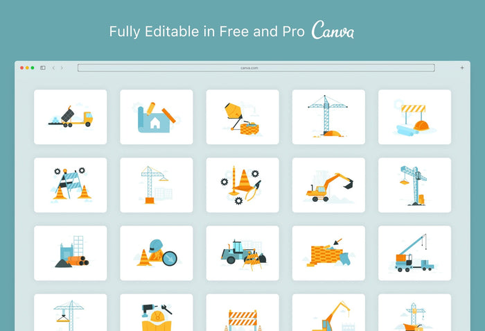 Ladystrategist 20 Unique Construction Conceptual Illustrations Fully Editable in Canva instagram canva templates social media templates etsy free canva templates