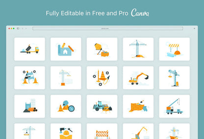 Ladystrategist 20 Unique Construction Conceptual Illustrations Fully Editable in Canva instagram canva templates social media templates etsy free canva templates