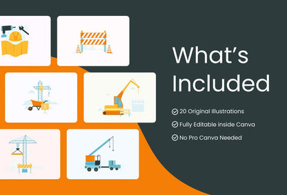Ladystrategist 20 Unique Construction Conceptual Illustrations Fully Editable in Canva instagram canva templates social media templates etsy free canva templates