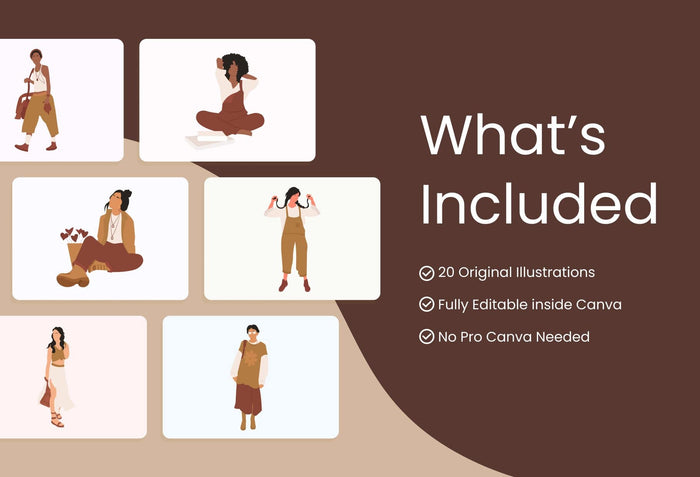 Ladystrategist 20 Unique Cute Bohemian Illustrations Fully Editable in Canva instagram canva templates social media templates etsy free canva templates