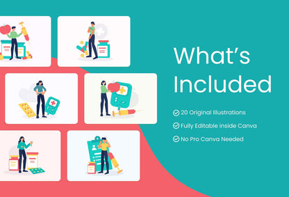 Ladystrategist 20 Unique Diabetes Scenes Illustrations Fully Editable in Canva instagram canva templates social media templates etsy free canva templates