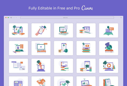 Ladystrategist 20 Unique E-Learning Conceptual Illustrations Fully Editable in Canva instagram canva templates social media templates etsy free canva templates