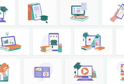 Ladystrategist 20 Unique E-Learning Conceptual Illustrations Fully Editable in Canva instagram canva templates social media templates etsy free canva templates