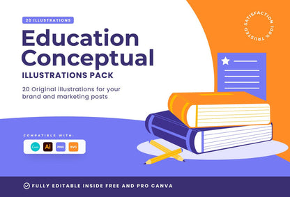 Ladystrategist 20 Unique Education Conceptual Illustrations Fully Editable in Canva instagram canva templates social media templates etsy free canva templates
