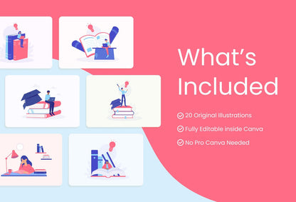 Ladystrategist 20 Unique Education Illustrations Fully Editable in Canva instagram canva templates social media templates etsy free canva templates