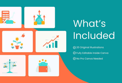 Ladystrategist 20 Unique Finance Illustrations Fully Editable in Canva instagram canva templates social media templates etsy free canva templates