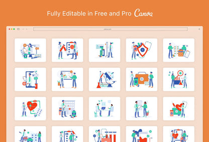 Ladystrategist 20 Unique Health Illustrations Fully Editable in Canva instagram canva templates social media templates etsy free canva templates