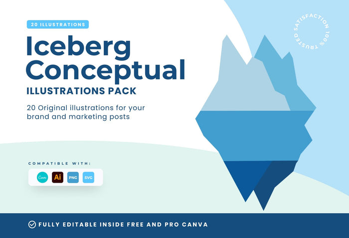Ladystrategist 20 Unique Iceberg Conceptual Illustrations Fully Editable in Canva instagram canva templates social media templates etsy free canva templates