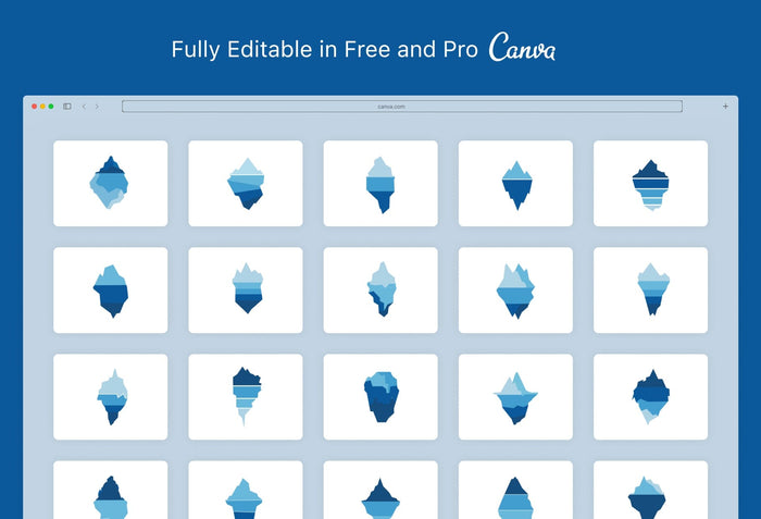 Ladystrategist 20 Unique Iceberg Conceptual Illustrations Fully Editable in Canva instagram canva templates social media templates etsy free canva templates