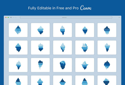 Ladystrategist 20 Unique Iceberg Conceptual Illustrations Fully Editable in Canva instagram canva templates social media templates etsy free canva templates