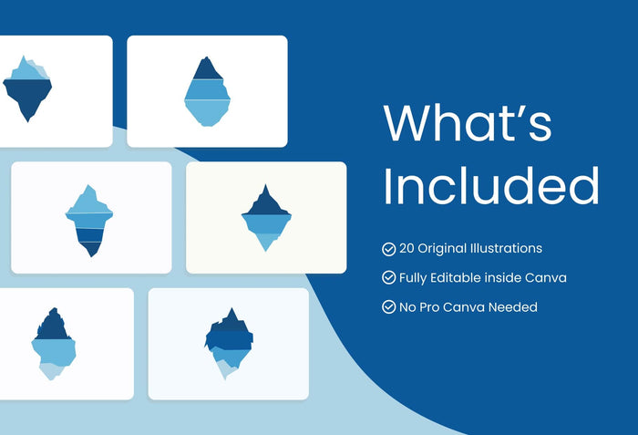 Ladystrategist 20 Unique Iceberg Conceptual Illustrations Fully Editable in Canva instagram canva templates social media templates etsy free canva templates