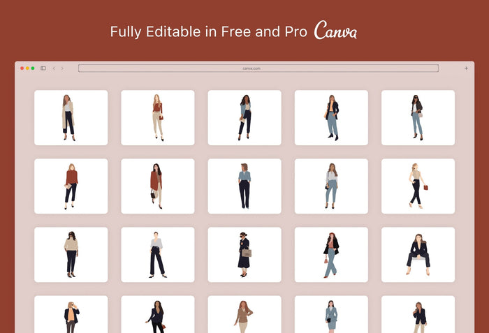Ladystrategist 20 Unique Lady Boss Illustrations Fully Editable in Canva instagram canva templates social media templates etsy free canva templates