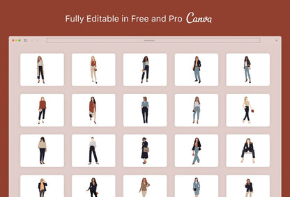 Ladystrategist 20 Unique Lady Boss Illustrations Fully Editable in Canva instagram canva templates social media templates etsy free canva templates