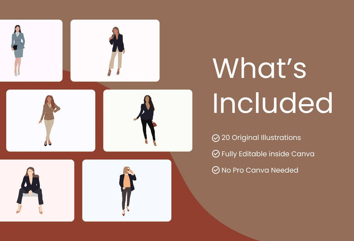 Ladystrategist 20 Unique Lady Boss Illustrations Fully Editable in Canva instagram canva templates social media templates etsy free canva templates