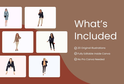 Ladystrategist 20 Unique Lady Boss Illustrations Fully Editable in Canva instagram canva templates social media templates etsy free canva templates