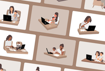 Ladystrategist 20 Unique Mompreneur Illustrations Fully Editable in Canva instagram canva templates social media templates etsy free canva templates