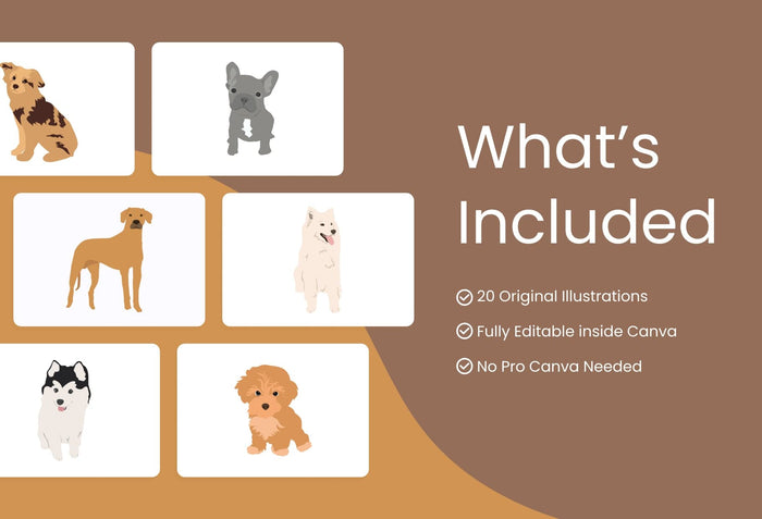 Ladystrategist 20 Unique Pets and Puppies Illustrations Fully Editable in Canva instagram canva templates social media templates etsy free canva templates