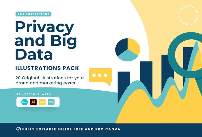 Ladystrategist 20 Unique Privacy and Big Data Conceptual Illustrations Fully Editable in Canva instagram canva templates social media templates etsy free canva templates