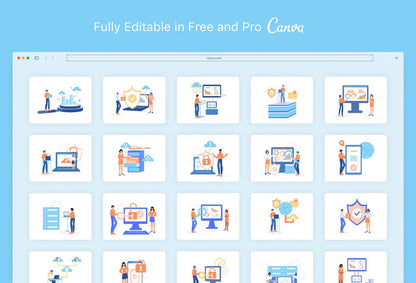 Ladystrategist 20 Unique Privacy and Big Data Illustrations Fully Editable in Canva instagram canva templates social media templates etsy free canva templates