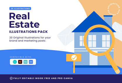 Ladystrategist 20 Unique Real Estate Conceptual Illustrations Fully Editable in Canva instagram canva templates social media templates etsy free canva templates
