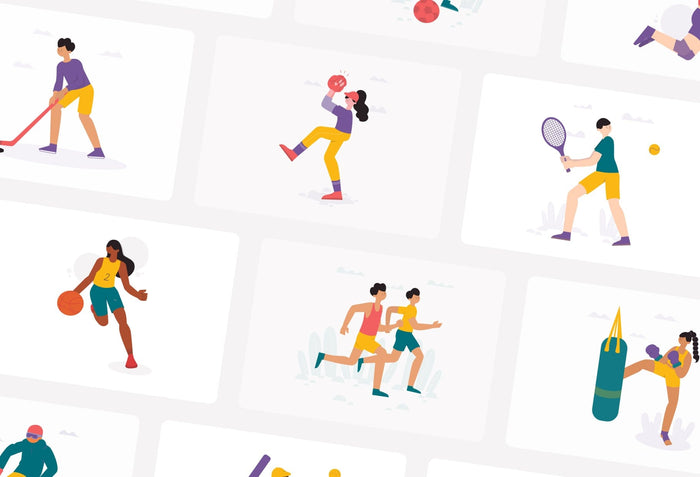 Ladystrategist 20 Unique Sport Scenes Illustrations Fully Editable in Canva instagram canva templates social media templates etsy free canva templates