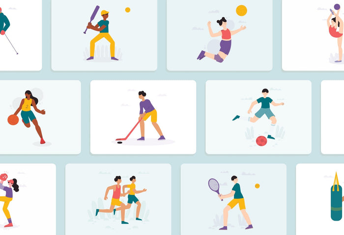 Ladystrategist 20 Unique Sport Scenes Illustrations Fully Editable in Canva instagram canva templates social media templates etsy free canva templates