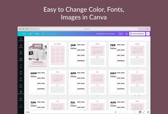Ladystrategist 2023 Canva Planner Template instagram canva templates social media templates etsy free canva templates