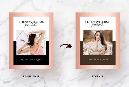 Ladystrategist 21 Page Client Welcome Packet for Coaches Editable Canva Template Black Rose Gold Collection instagram canva templates social media templates etsy free canva templates