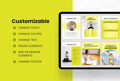 Ladystrategist 21 Page Workout Program Ebook Citrine Canva Templates instagram canva templates social media templates etsy free canva templates