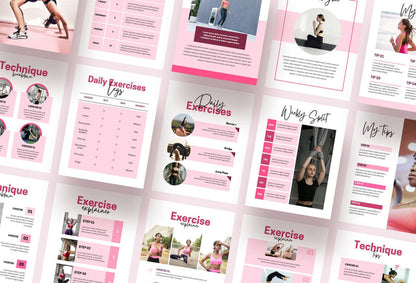 Ladystrategist 21 Page Workout Program Ebook Cotton Candy Canva Templates instagram canva templates social media templates etsy free canva templates