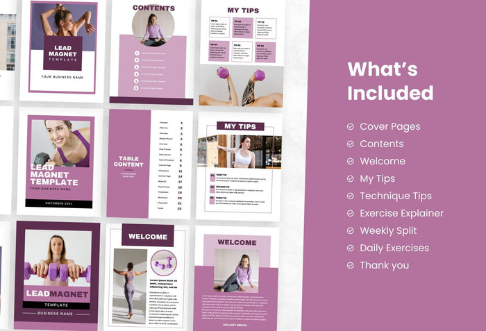 Ladystrategist 21 Page Workout Program Ebook Malbec Canva Templates instagram canva templates social media templates etsy free canva templates