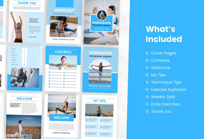 Ladystrategist 21 Page Workout Program Ebook Navagio Canva Templates instagram canva templates social media templates etsy free canva templates