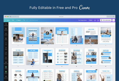 Ladystrategist 21 Page Workout Program Ebook Navagio Canva Templates instagram canva templates social media templates etsy free canva templates