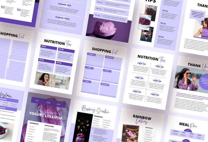Ladystrategist 25 Page Nutrition Recipe Ebook Amethyst Editable Canva Templates instagram canva templates social media templates etsy free canva templates
