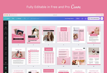Ladystrategist 25 Page Nutrition Recipe Ebook Flamingo Editable Canva Templates instagram canva templates social media templates etsy free canva templates
