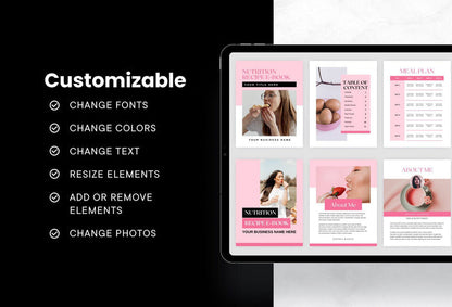 Ladystrategist 25 Page Nutrition Recipe Ebook Flamingo Editable Canva Templates instagram canva templates social media templates etsy free canva templates