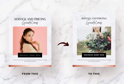 Ladystrategist 25 Page Service and Pricing Guide Editable Canva Template - Black Rose Gold Collection instagram canva templates social media templates etsy free canva templates