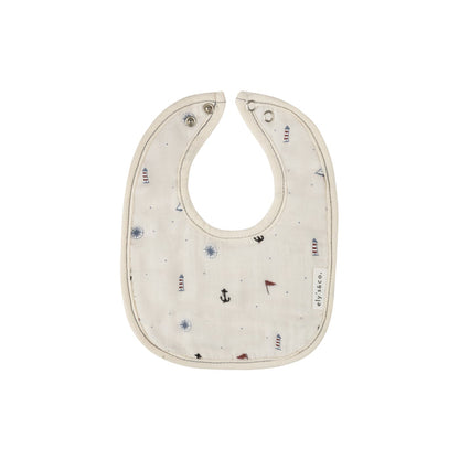 White nautical muslin bib
