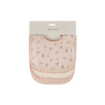 Pink Gingko Muslin Terry Bib Set