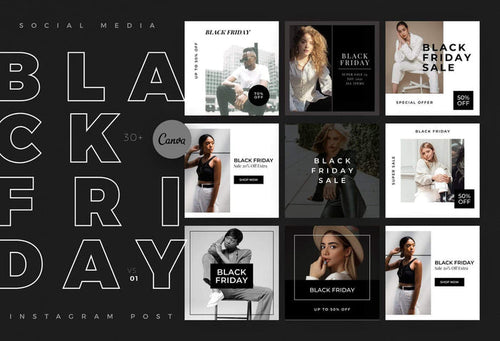 Ladystrategist 30 Black Friday Instagram Promo Posts Canva Templates instagram canva templates social media templates etsy free canva templates