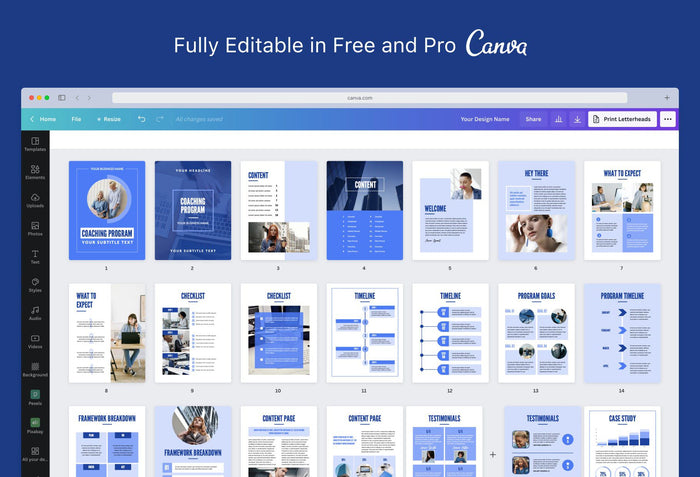 Ladystrategist 30-Page Coaching Program Package Canva Template Ultramarine Style instagram canva templates social media templates etsy free canva templates