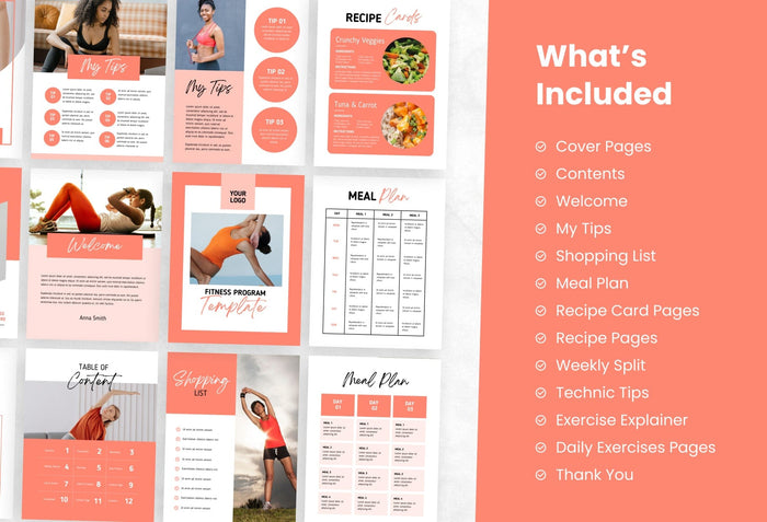 Ladystrategist 30 Page Fitness Program Template Pamplemousse Editable Canva Templates instagram canva templates social media templates etsy free canva templates