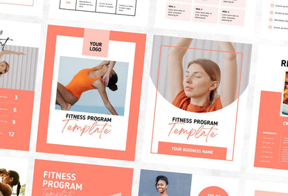 Ladystrategist 30 Page Fitness Program Template Pamplemousse Editable Canva Templates instagram canva templates social media templates etsy free canva templates