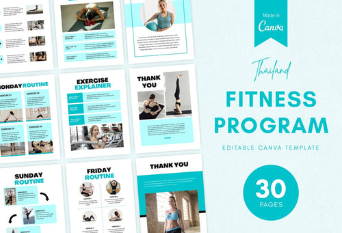 Ladystrategist 30 Page Fitness Program Template Thailand Editable Canva Templates instagram canva templates social media templates etsy free canva templates