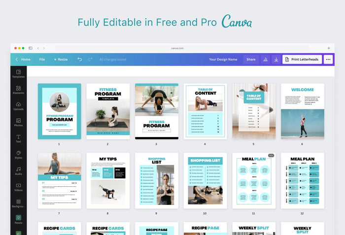 Ladystrategist 30 Page Fitness Program Template Thailand Editable Canva Templates instagram canva templates social media templates etsy free canva templates