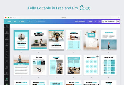 Ladystrategist 30 Page Fitness Program Template Thailand Editable Canva Templates instagram canva templates social media templates etsy free canva templates