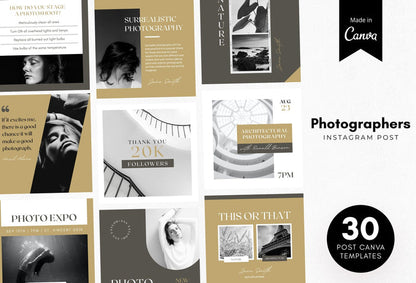 Ladystrategist 30 Photographers Instagram Post Canva Templates V2 instagram canva templates social media templates etsy free canva templates