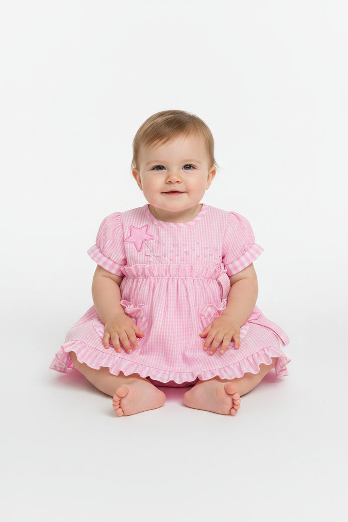 3pc Baby Girls Dress Set - Pink Checker (0-9m) (PK6) - K14235